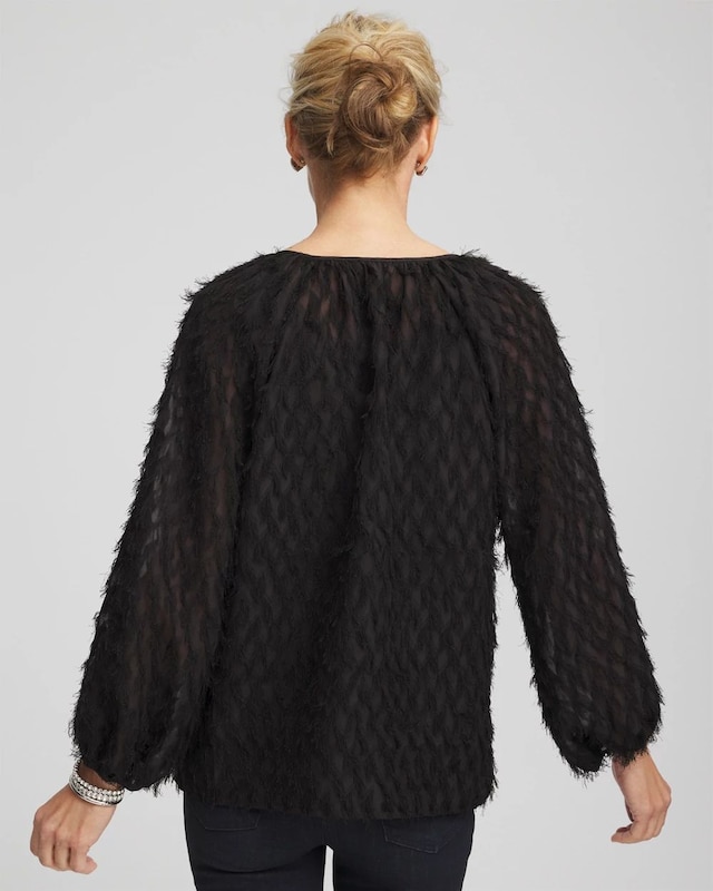 Feathered Pullover Peasant Blouse - image 3